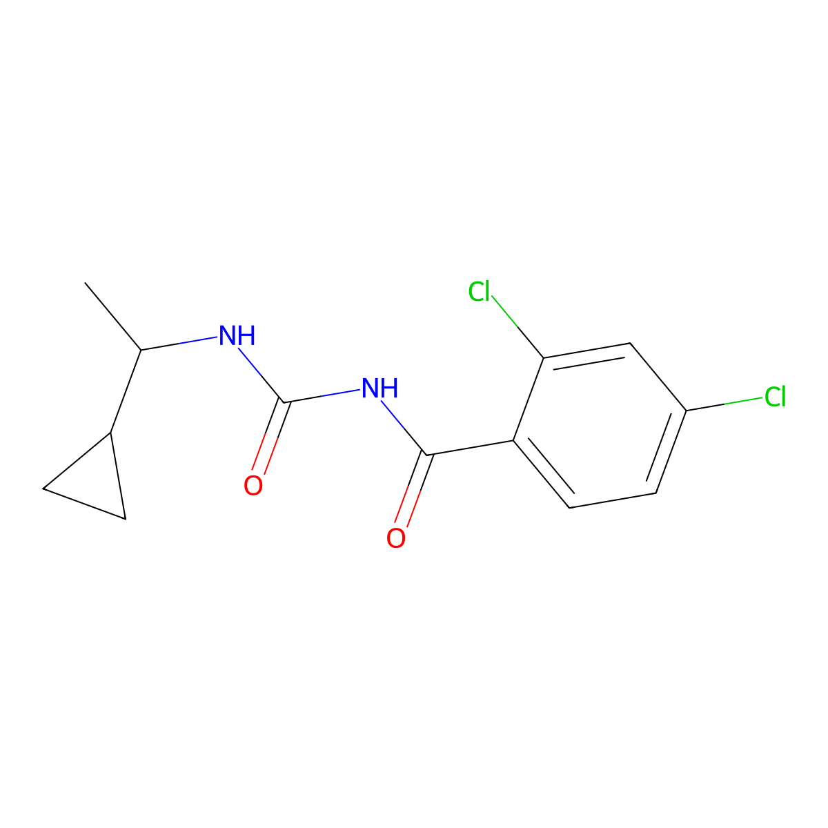 2,4-dichloro-N-(1-cyclopropylethylcarbamoyl)benzamide molecular structure, CAS 297139-04-9
