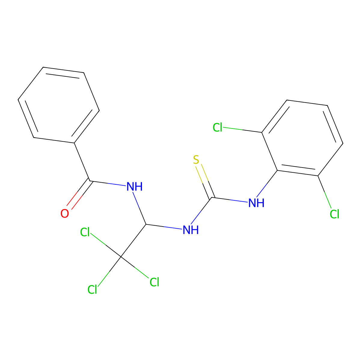 N-(2,2,2-Trichloro-1-(((2,6-dichloroanilino)carbothioyl)amino)ethyl)benzamide molecular structure, CAS 297141-04-9