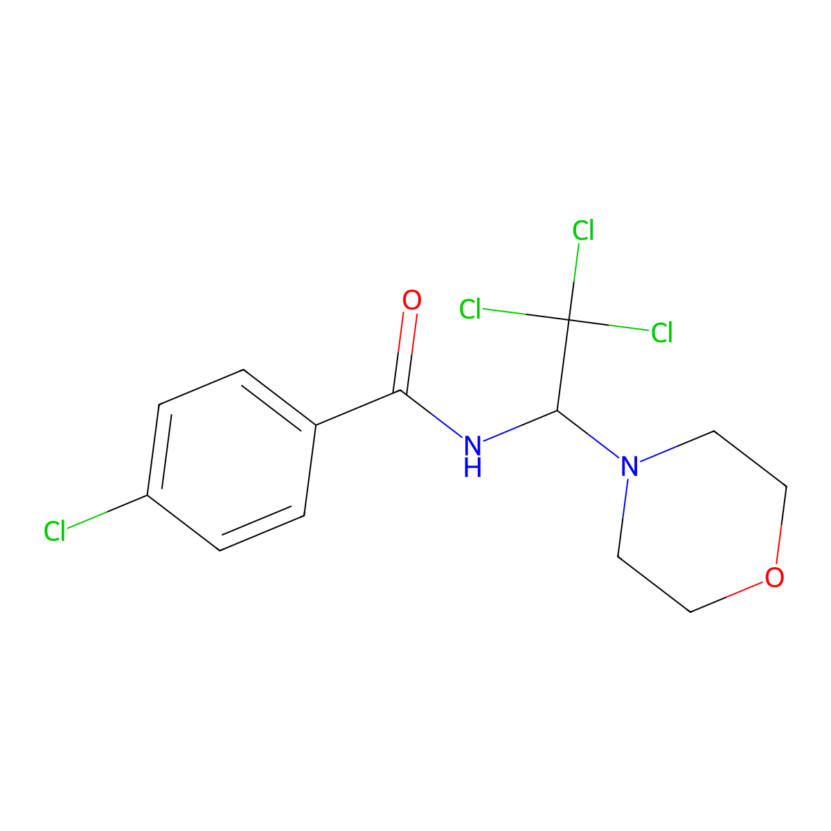 4-chloro-N-(2,2,2-trichloro-1-morpholin-4-ylethyl)benzamide molecular structure, CAS 297142-56-4