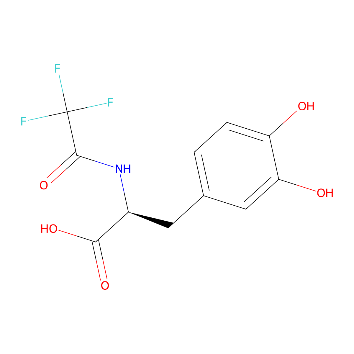(2S)-3-(3,4-dihydroxyphenyl)-2-(trifluoroacetamido)propanoic acid molecular structure, CAS 297144-73-1