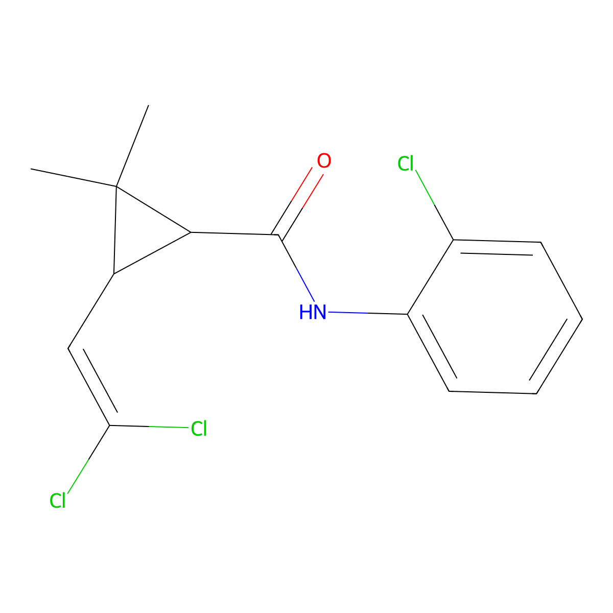 N-(2-chlorophenyl)-3-(2,2-dichloroethenyl)-2,2-dimethylcyclopropane-1-carboxamide molecular structure, CAS 297146-24-8