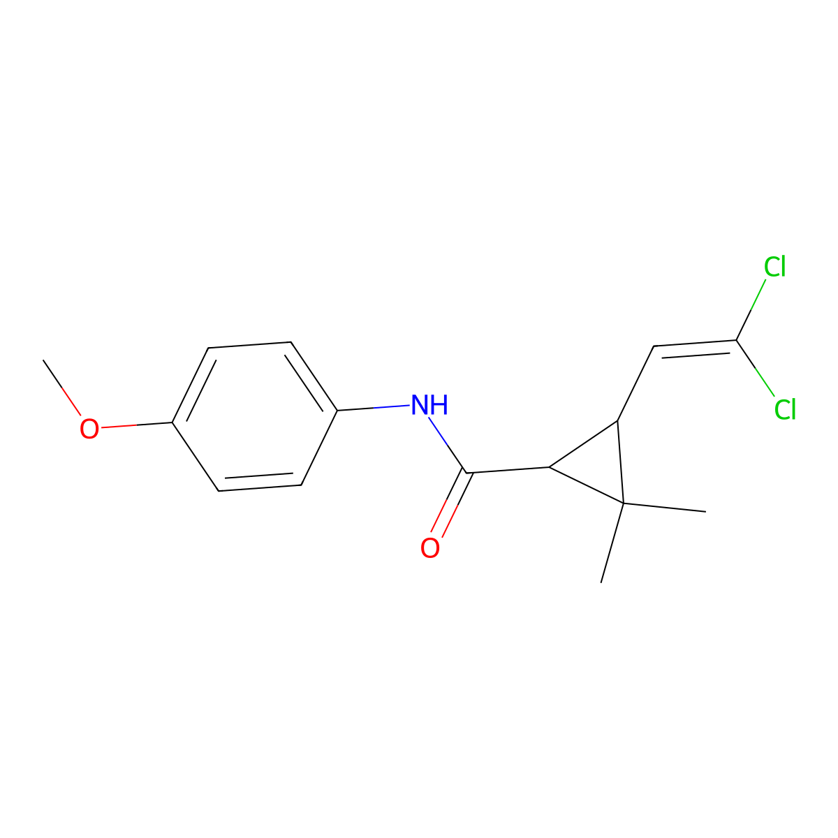 3-(2,2-dichloroethenyl)-N-(4-methoxyphenyl)-2,2-dimethylcyclopropane-1-carboxamide molecular structure, CAS 297146-27-1