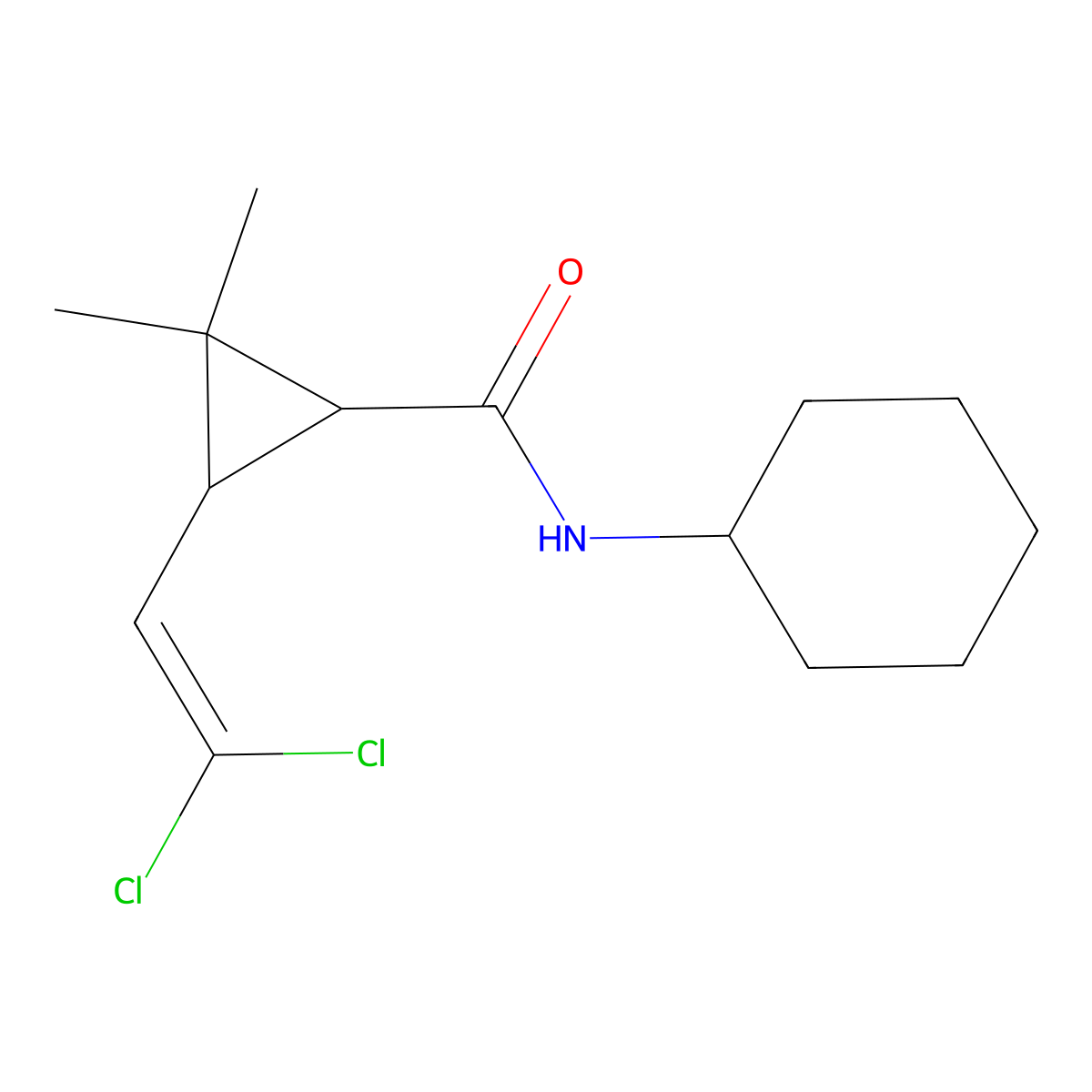 N-cyclohexyl-3-(2,2-dichloroethenyl)-2,2-dimethylcyclopropane-1-carboxamide molecular structure, CAS 297146-28-2