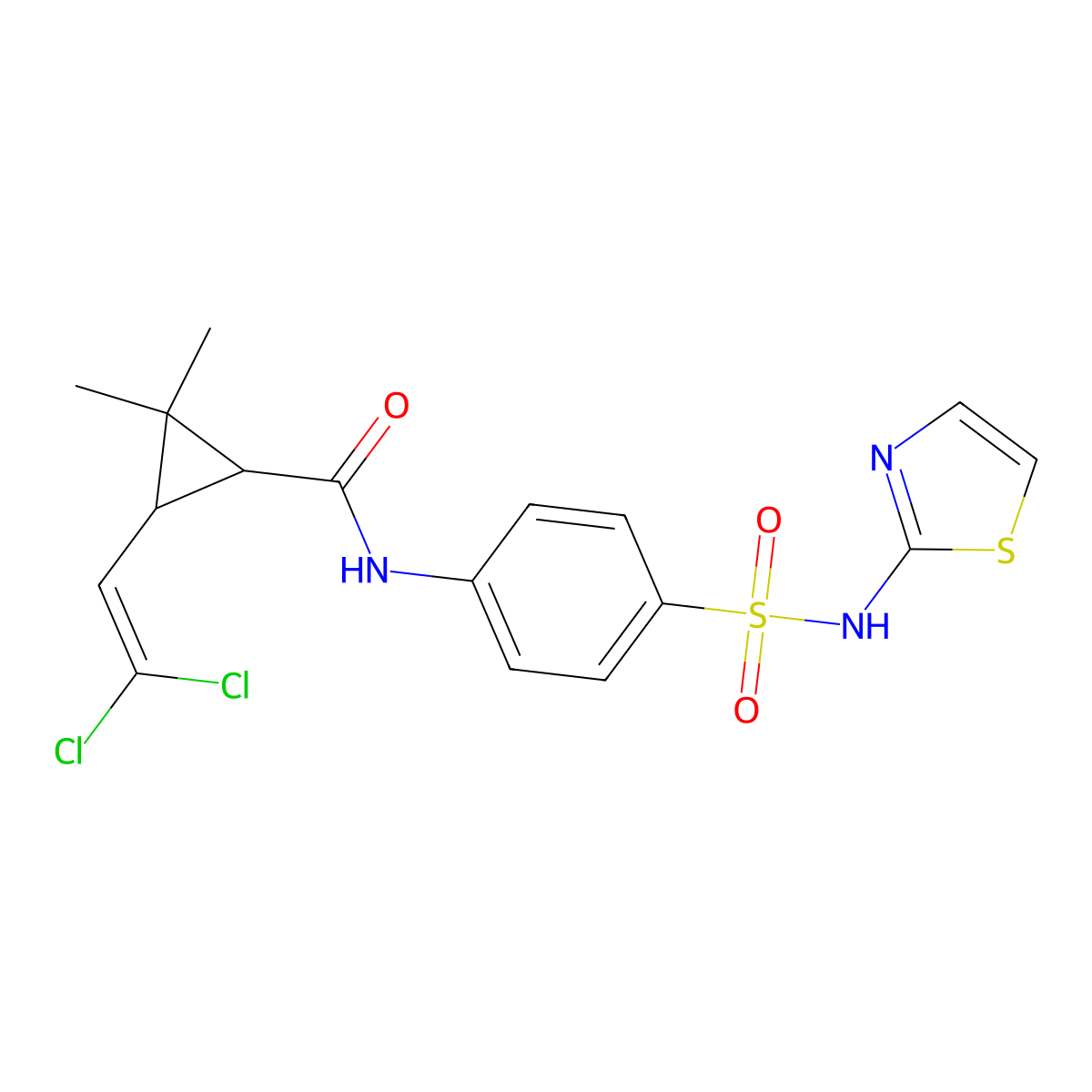 3-(2,2-dichloroethenyl)-2,2-dimethyl-N-[4-(1,3-thiazol-2-ylsulfamoyl)phenyl]cyclopropanecarboxamide molecular structure, CAS 297146-32-8