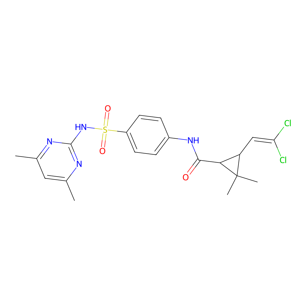 3-(2,2-dichloroethenyl)-N-{4-[(4,6-dimethylpyrimidin-2-yl)sulfamoyl]phenyl}-2,2-dimethylcyclopropane-1-carboxamide molecular structure, CAS 297146-33-9