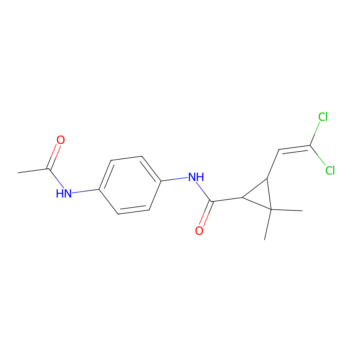 3-(2,2-dichloroethenyl)-N-(4-acetamidophenyl)-2,2-dimethylcyclopropane-1-carboxamide molecular structure, CAS 297146-35-1