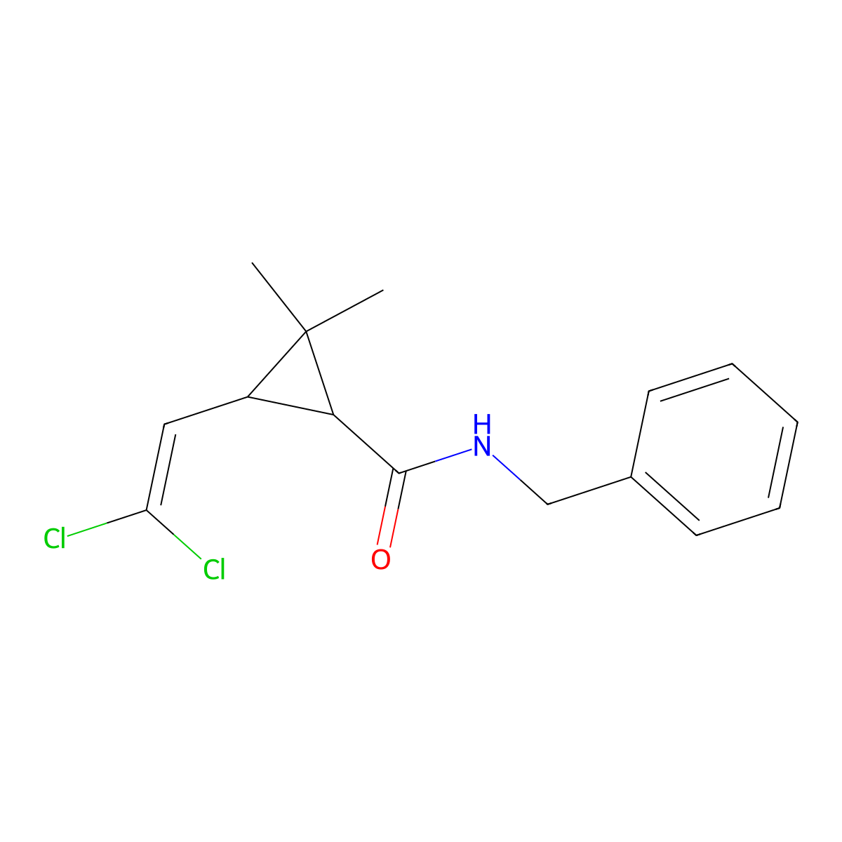 N-benzyl-3-(2,2-dichloroethenyl)-2,2-dimethylcyclopropane-1-carboxamide molecular structure, CAS 297146-37-3