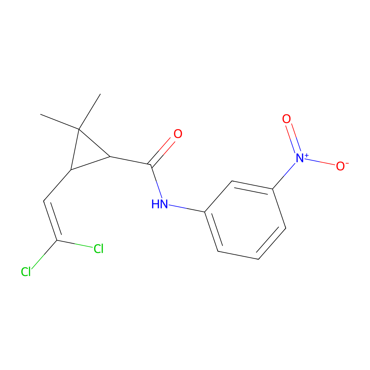 3-(2,2-dichloroethenyl)-2,2-dimethyl-N-(3-nitrophenyl)cyclopropane-1-carboxamide molecular structure, CAS 297146-38-4