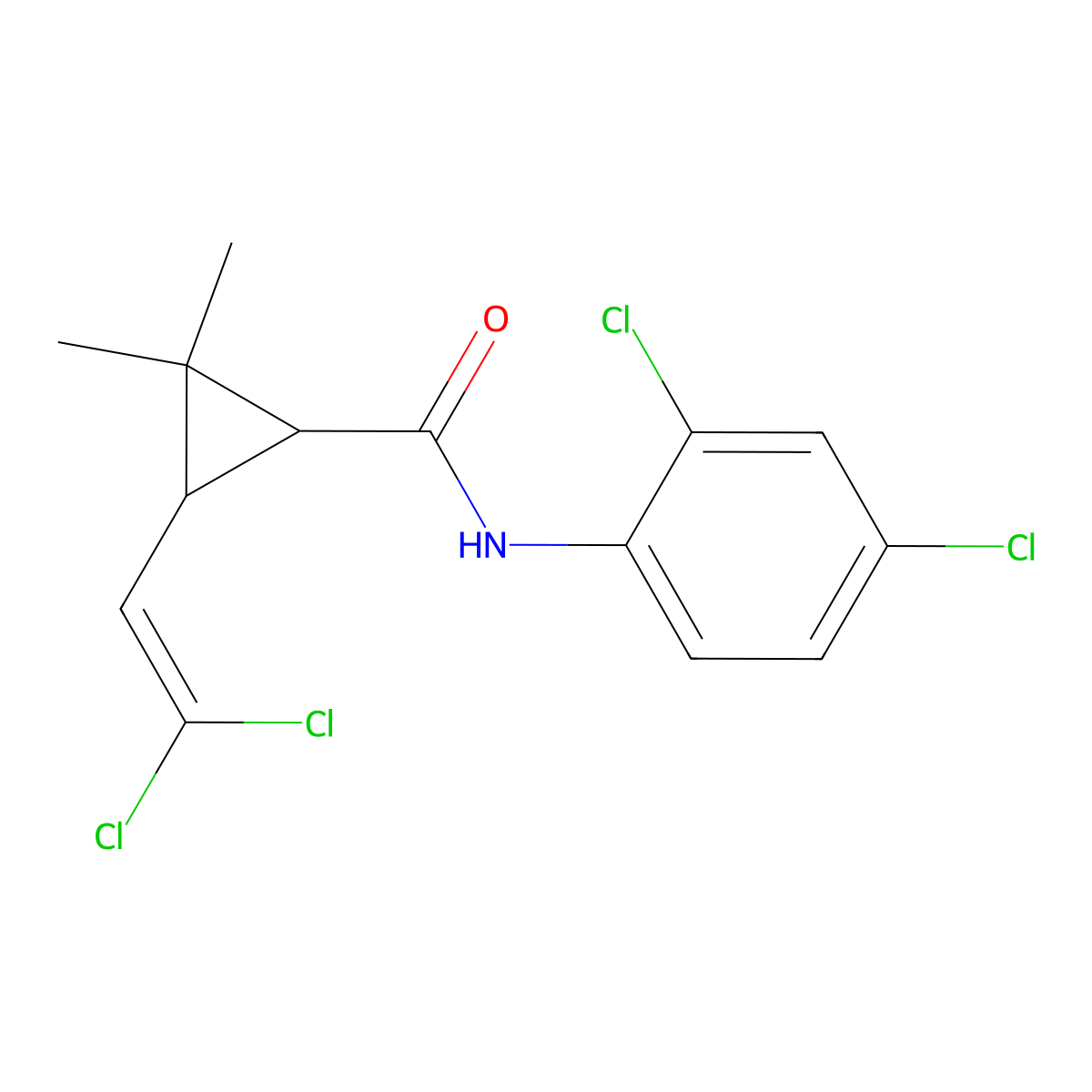 N-(2,4-dichlorophenyl)-3-(2,2-dichlorovinyl)-2,2-dimethylcyclopropanecarboxamide molecular structure, CAS 297146-41-9