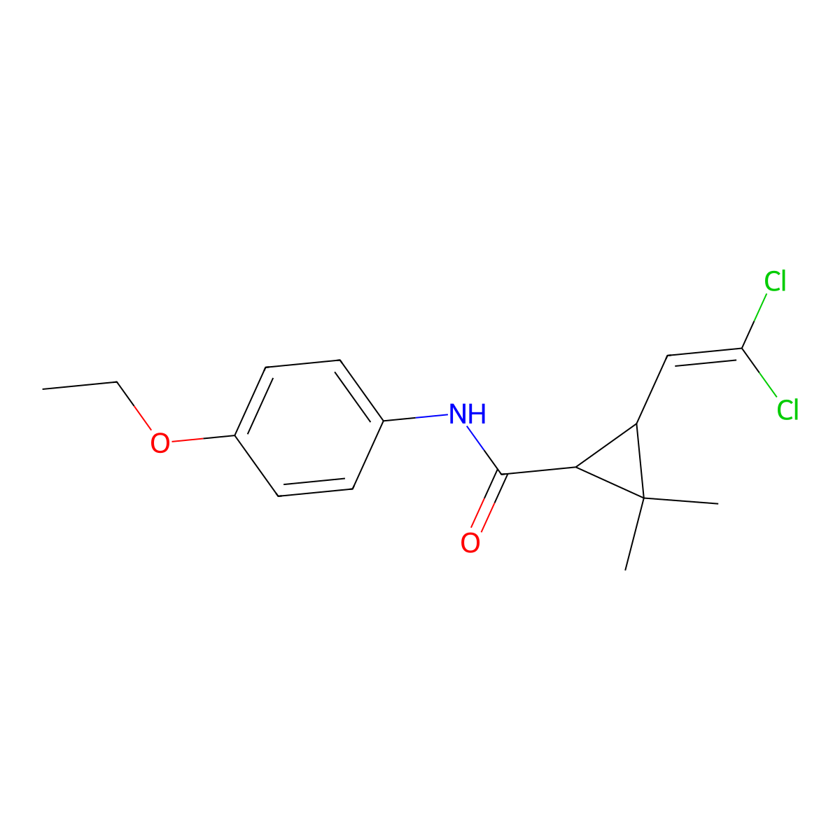 3-(2,2-dichlorovinyl)-N-(4-ethoxyphenyl)-2,2-dimethylcyclopropanecarboxamide molecular structure, CAS 297146-43-1