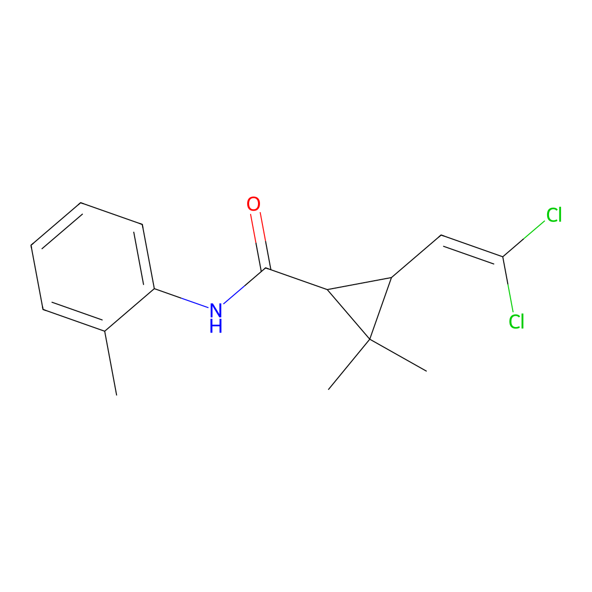 3-(2,2-dichloroethenyl)-2,2-dimethyl-N-(2-methylphenyl)cyclopropane-1-carboxamide molecular structure, CAS 297146-45-3