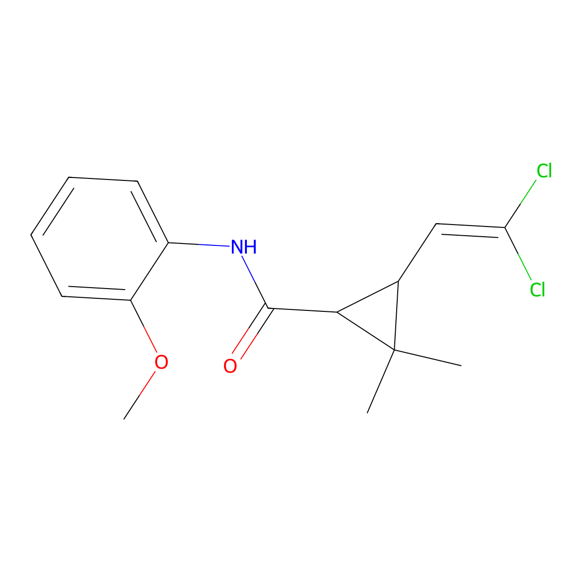 3-(2,2-dichloroethenyl)-N-(2-methoxyphenyl)-2,2-dimethylcyclopropane-1-carboxamide molecular structure, CAS 297146-49-7