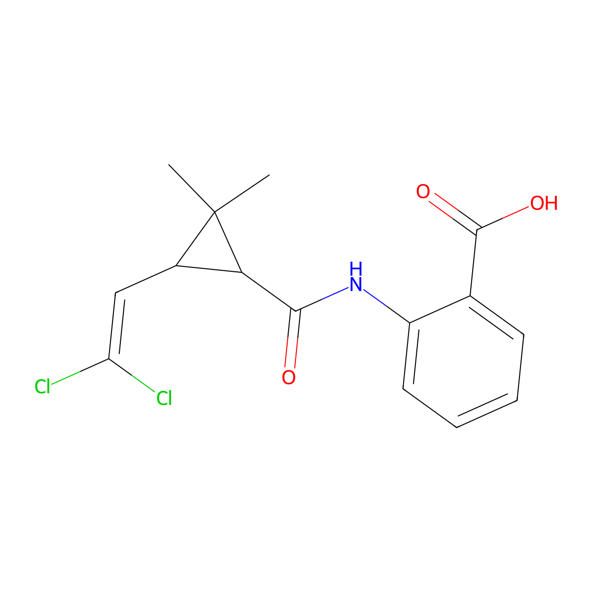 2-({[3-(2,2-Dichloroethenyl)-2,2-dimethylcyclopropyl]carbonyl}amino)benzoic acid molecular structure, CAS 297146-54-4