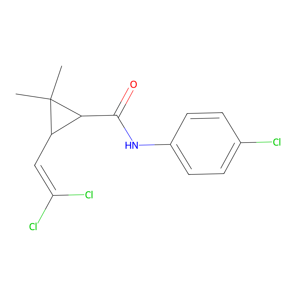 N-(4-chlorophenyl)-3-(2,2-dichloroethenyl)-2,2-dimethylcyclopropane-1-carboxamide molecular structure, CAS 297146-55-5