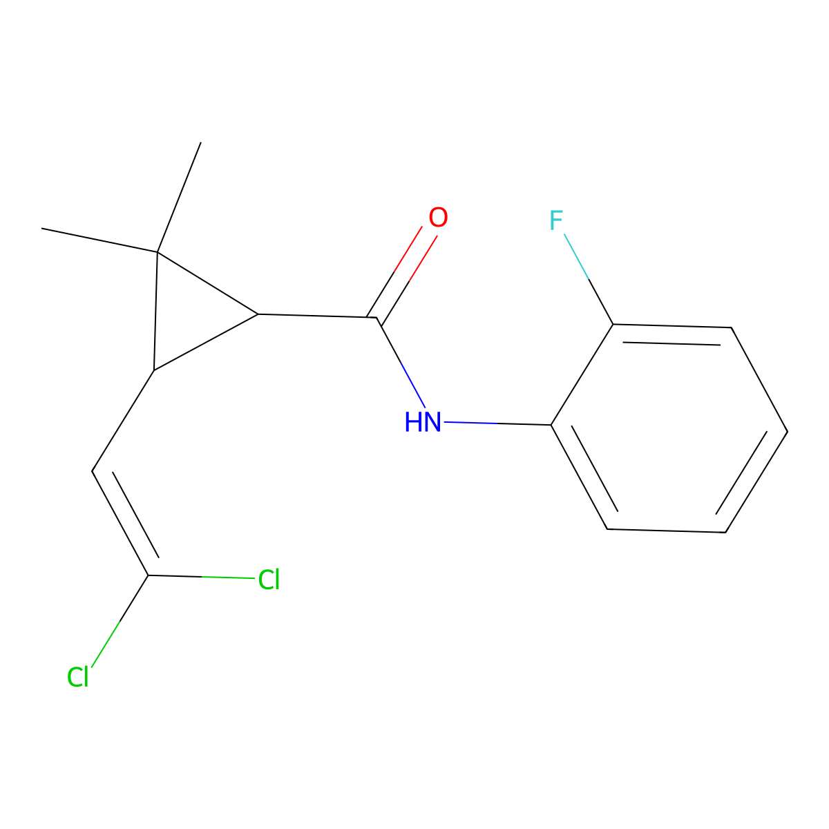 3-(2,2-dichloroethenyl)-N-(2-fluorophenyl)-2,2-dimethylcyclopropane-1-carboxamide molecular structure, CAS 297146-59-9
