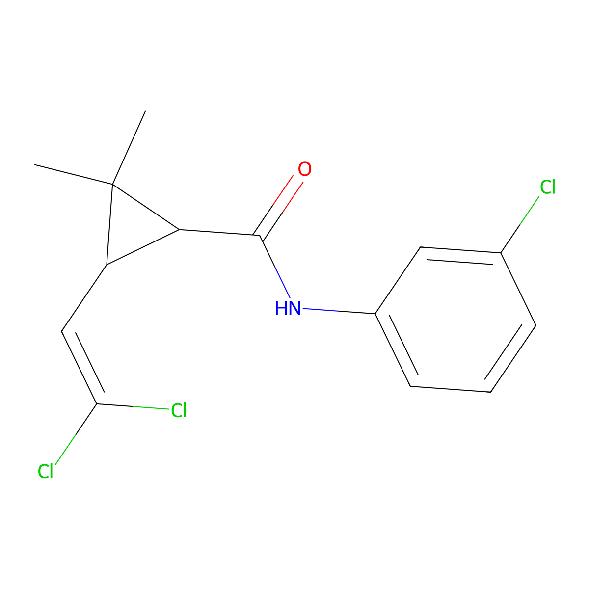 N-(3-chlorophenyl)-3-(2,2-dichloroethenyl)-2,2-dimethylcyclopropane-1-carboxamide molecular structure, CAS 297146-64-6