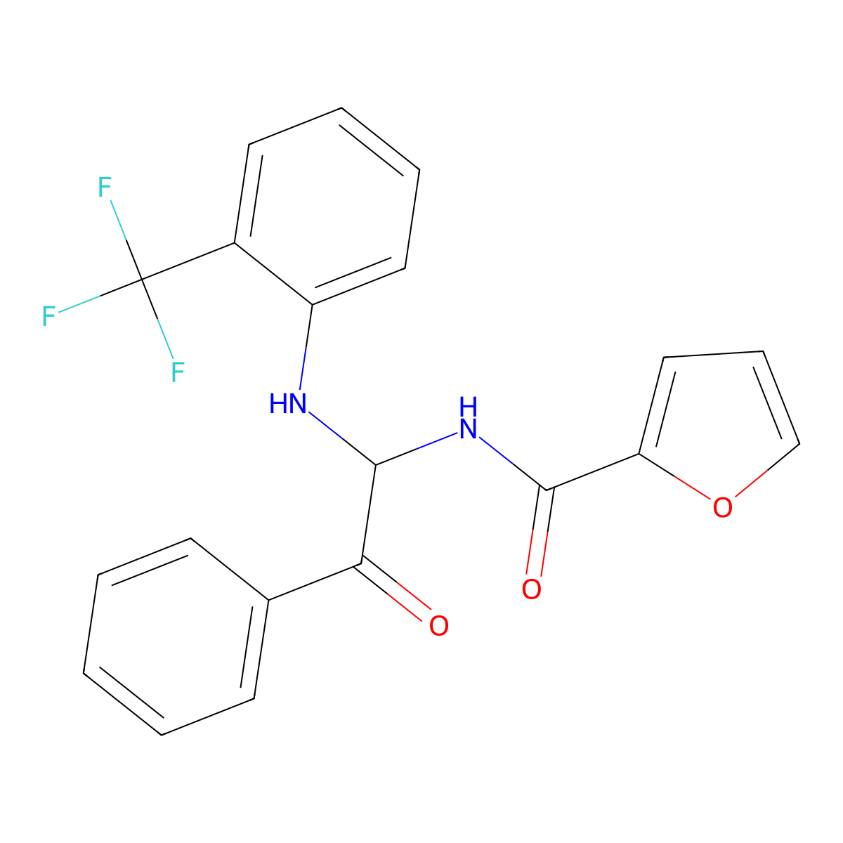 N-(2-oxo-2-phenyl-1-{[2-(trifluoromethyl)phenyl]amino}ethyl)furan-2-carboxamide molecular structure, CAS 297147-77-4