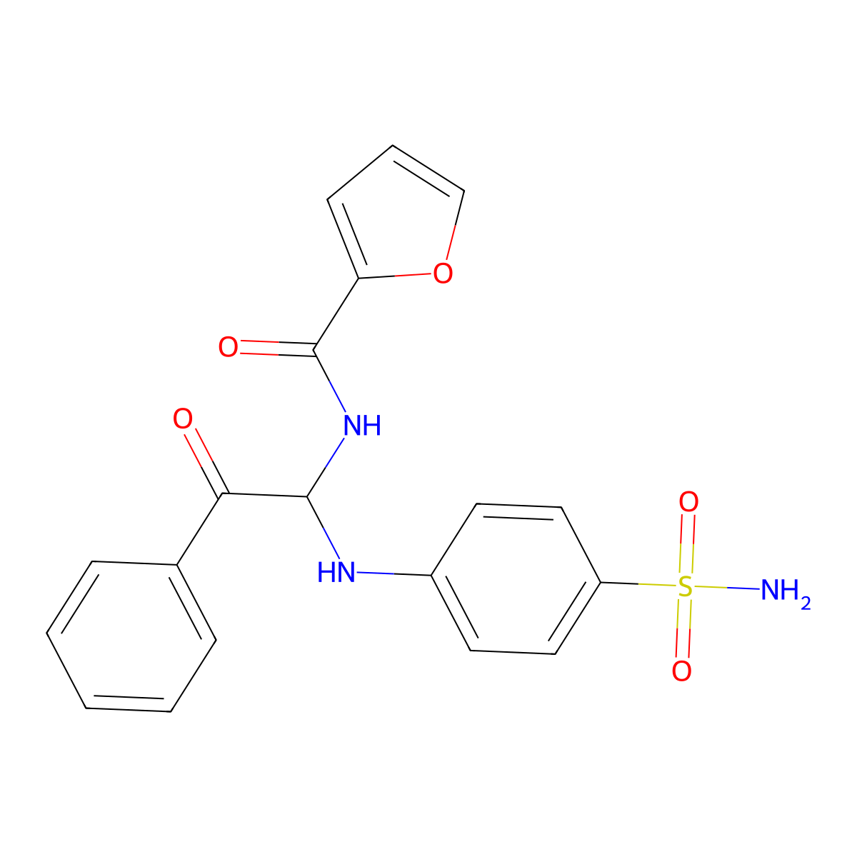 N-{2-oxo-2-phenyl-1-[(4-sulfamoylphenyl)amino]ethyl}furan-2-carboxamide molecular structure, CAS 297147-79-6