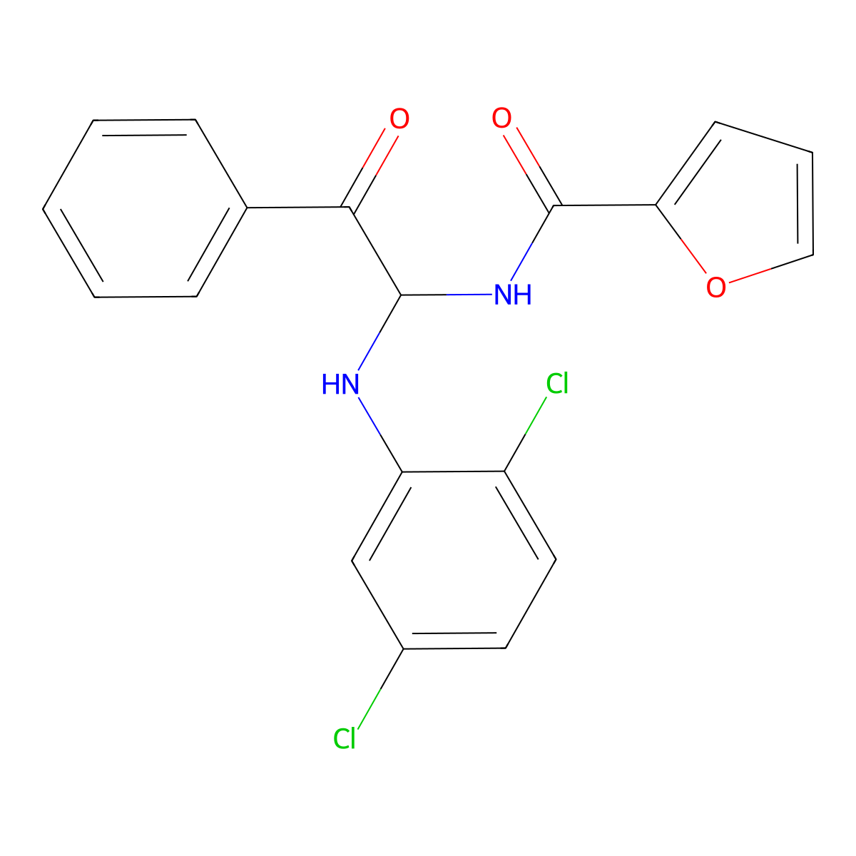 N-{1-[(2,5-dichlorophenyl)amino]-2-oxo-2-phenylethyl}furan-2-carboxamide molecular structure, CAS 297147-89-8