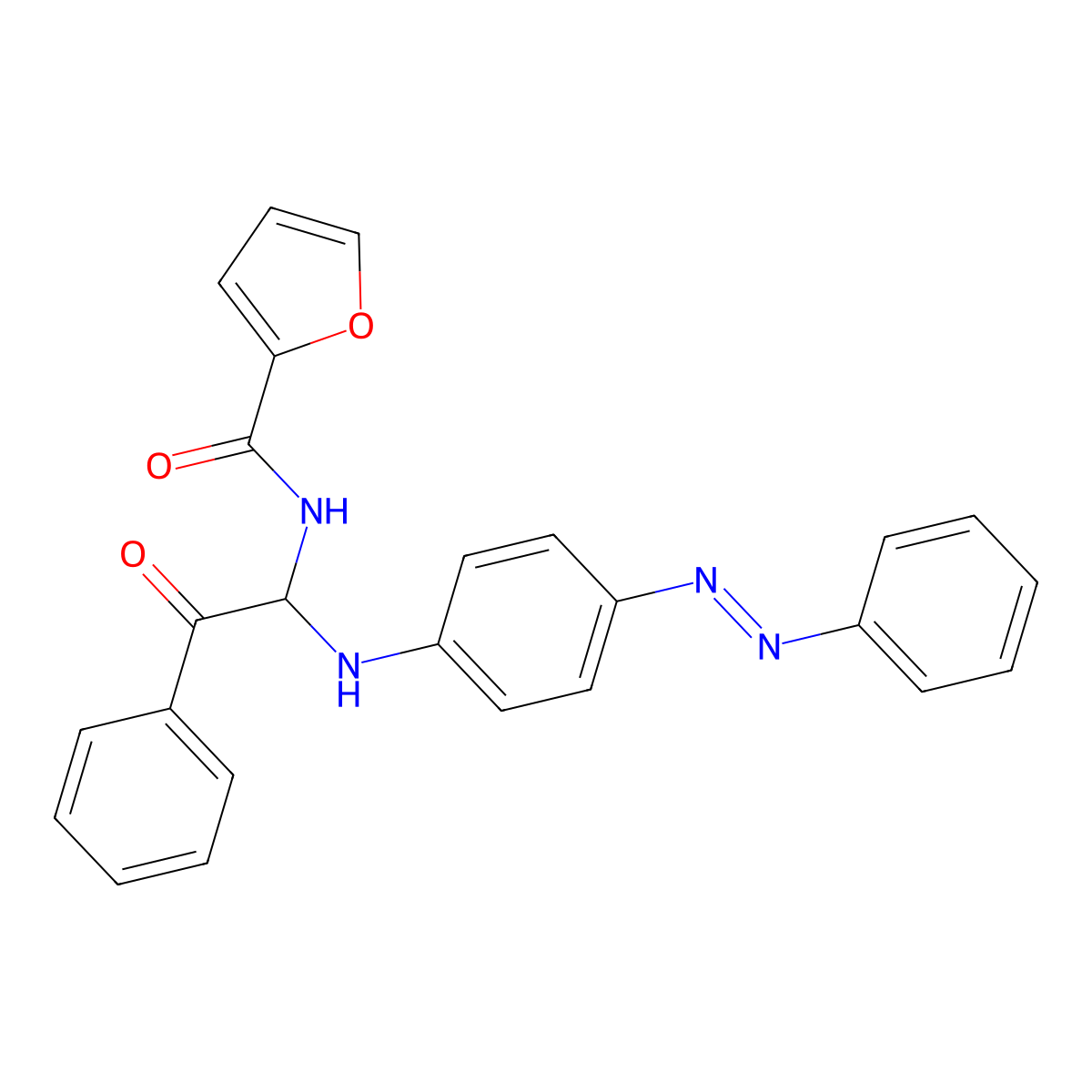 N-[2-oxo-2-phenyl-1-({4-[(E)-phenyldiazenyl]phenyl}amino)ethyl]furan-2-carboxamide molecular structure, CAS 297147-91-2
