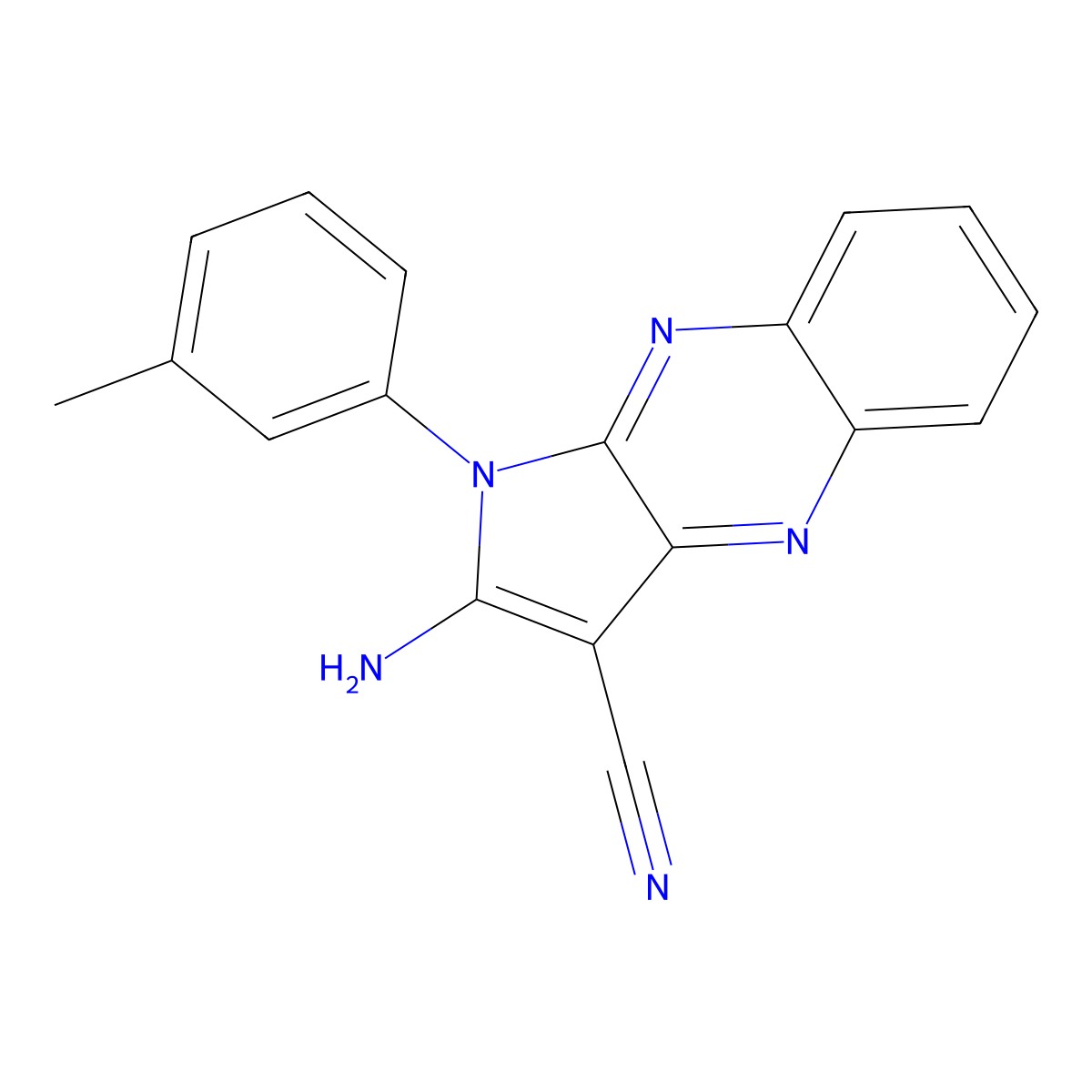 2-Amino-1-(3-methylphenyl)pyrrolo[3,2-b]quinoxaline-3-carbonitrile molecular structure, CAS 297147-93-4