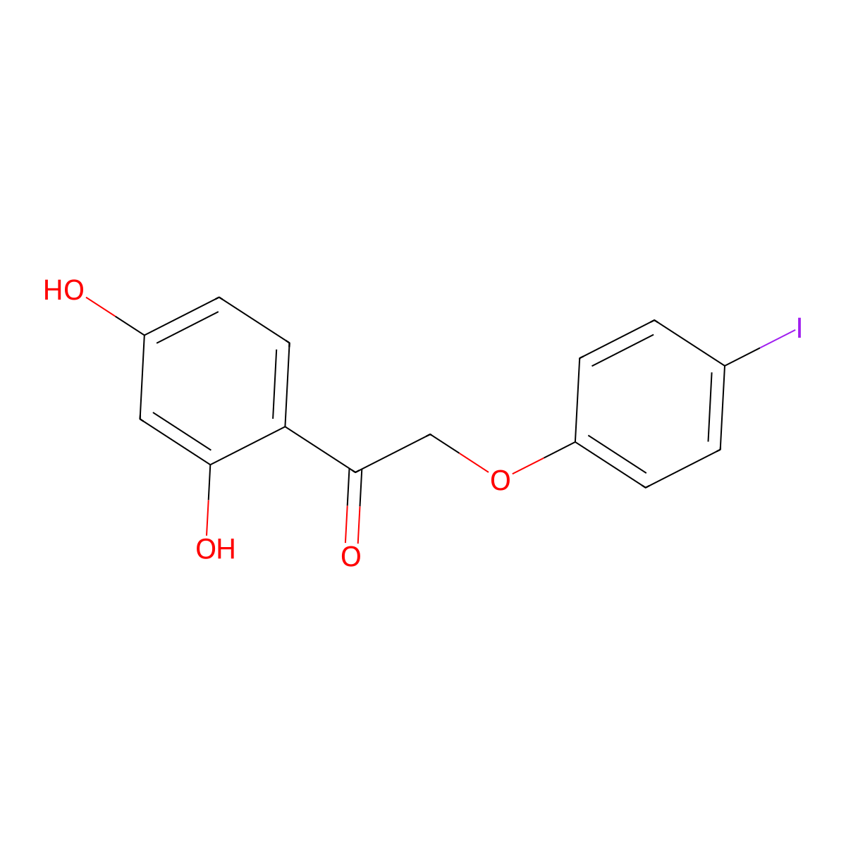 1-(2,4-Dihydroxyphenyl)-2-(4-iodophenoxy)ethanone molecular structure, CAS 297147-96-7