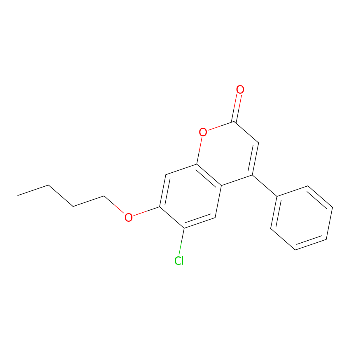 7-butoxy-6-chloro-4-phenyl-2H-chromen-2-one molecular structure, CAS 297148-02-8