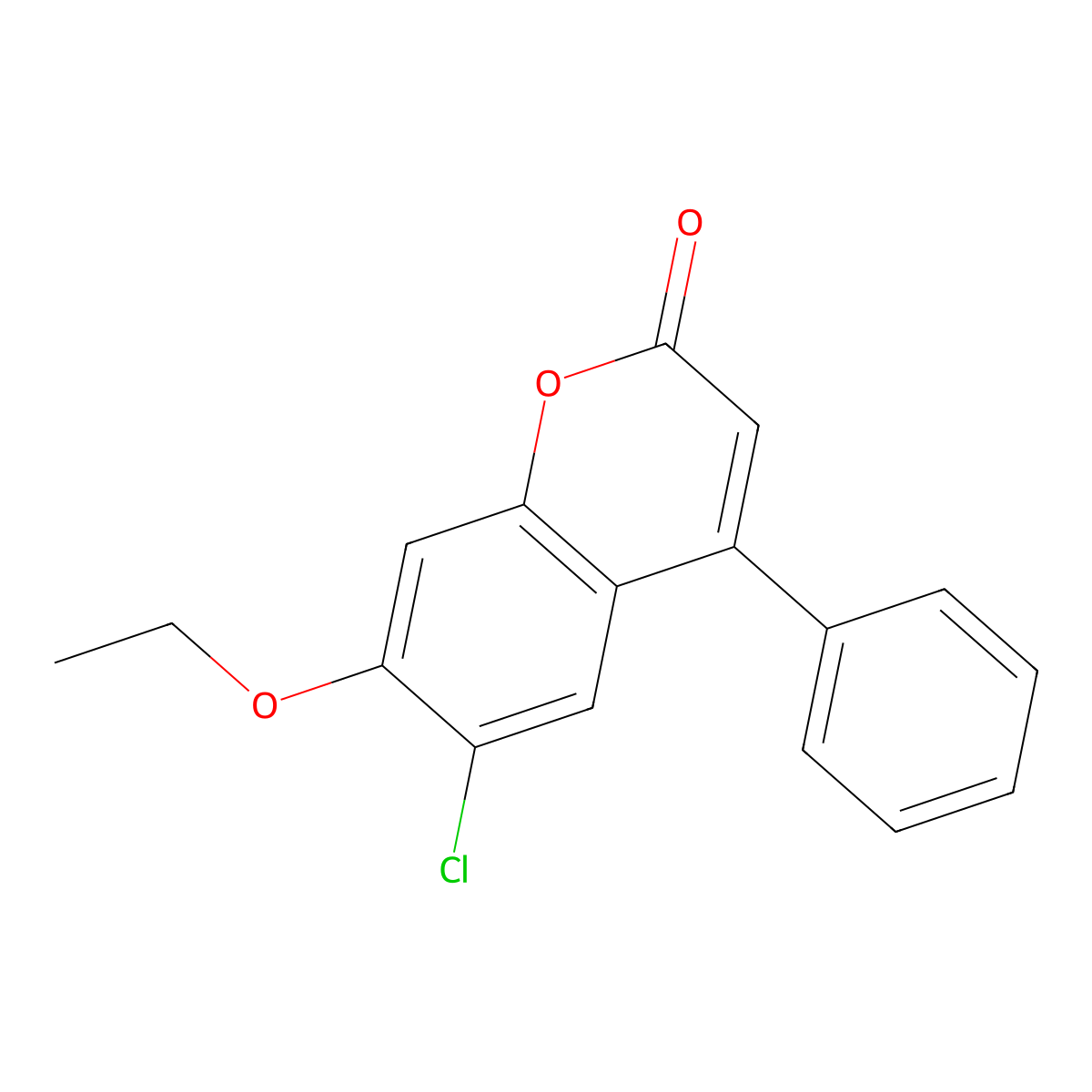 6-chloro-7-ethoxy-4-phenyl-2H-chromen-2-one molecular structure, CAS 297148-07-3