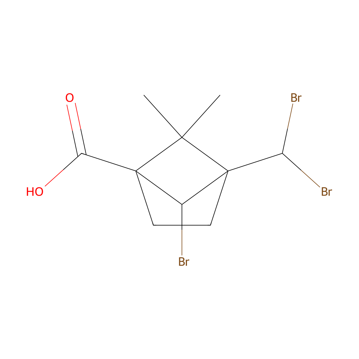 6-Bromo-4-(dibromomethyl)-5,5-dimethylbicyclo[2.1.1]hexane-1-carboxylic acid molecular structure, CAS 297148-08-4