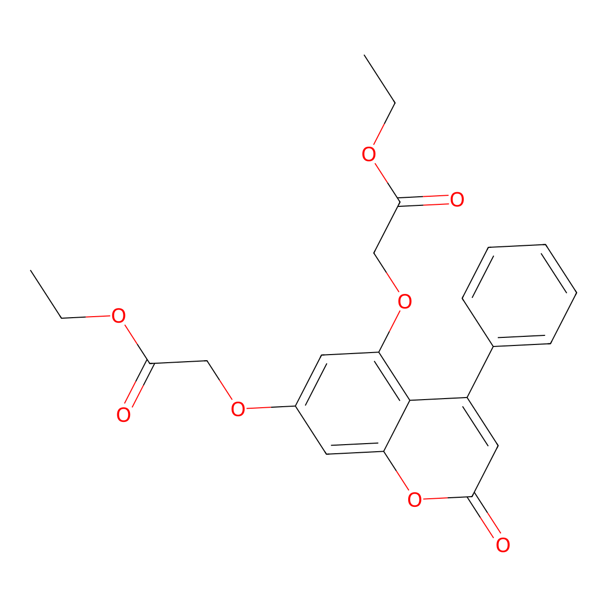 Ethyl 2-[5-(2-ethoxy-2-oxoethoxy)-2-oxo-4-phenylchromen-7-yl]oxyacetate molecular structure, CAS 297148-18-6