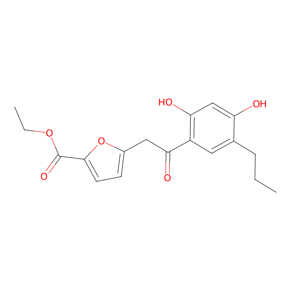 Ethyl 5-[2-(2,4-dihydroxy-5-propylphenyl)-2-oxoethyl]furan-2-carboxylate molecular structure, CAS 297148-51-7