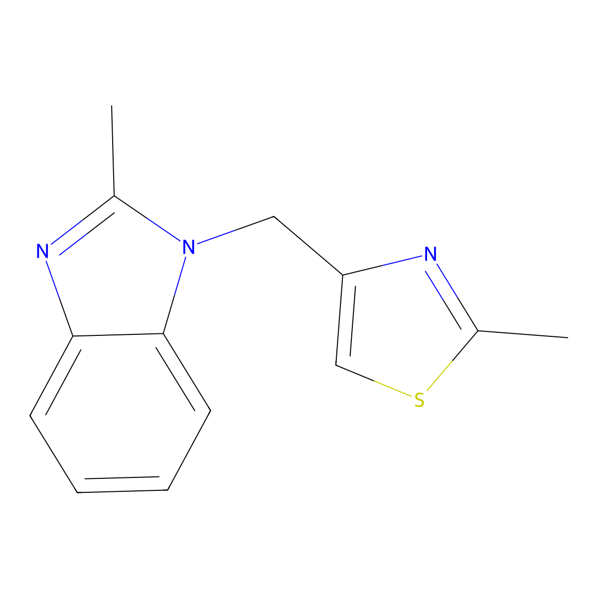2-Methyl-4-[(2-methylbenzimidazol-1-yl)methyl]-1,3-thiazole molecular structure, CAS 297148-62-0