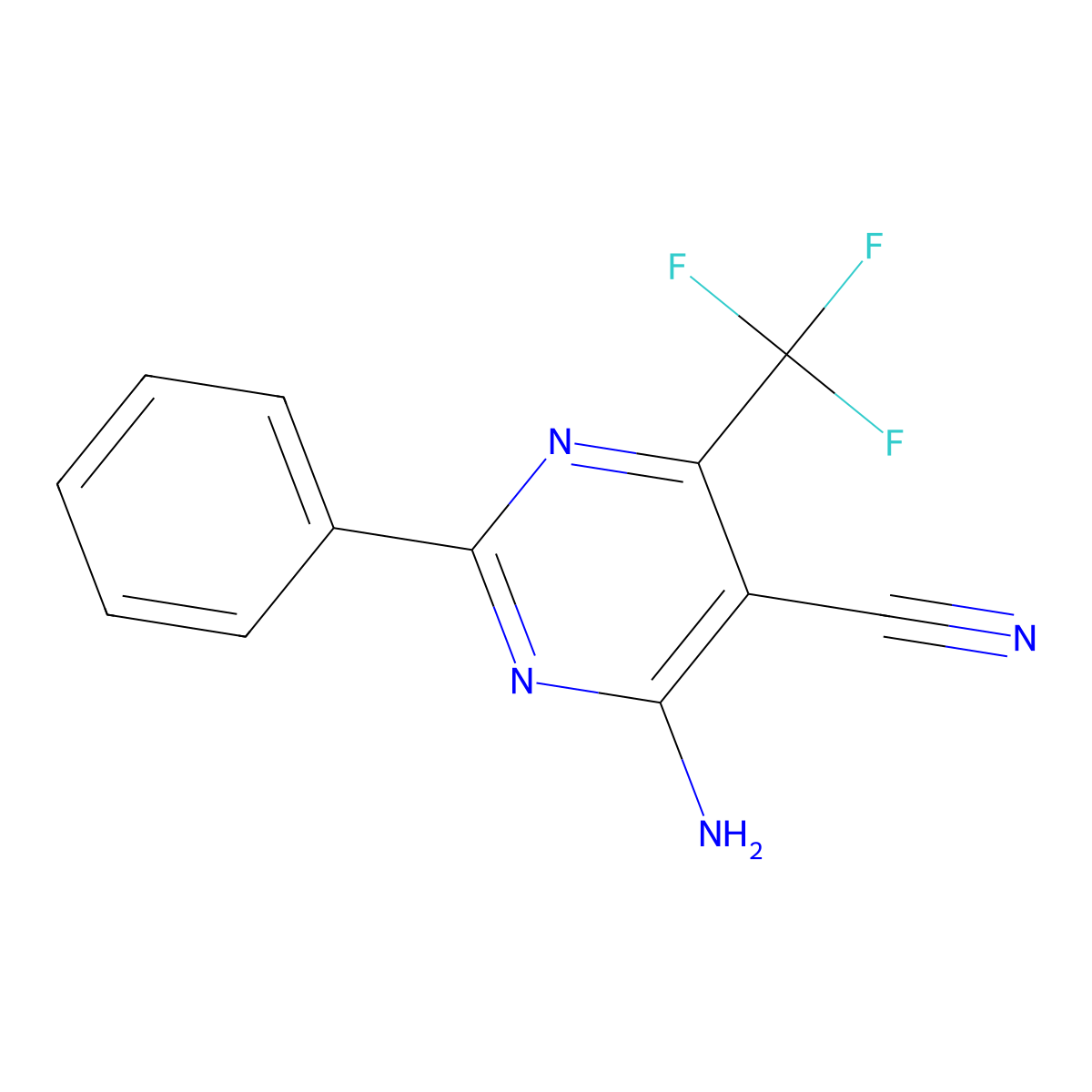 4-Amino-2-phenyl-6-(trifluoromethyl)pyrimidine-5-carbonitrile molecular structure, CAS 297149-21-4
