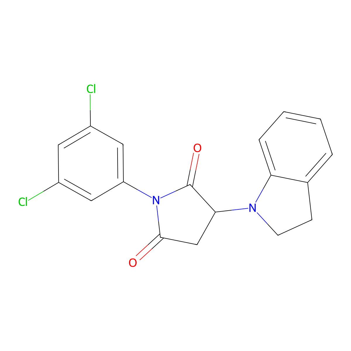 1-(3,5-dichlorophenyl)-3-(2,3-dihydro-1H-indol-1-yl)dihydro-1H-pyrrole-2,5-dione molecular structure, CAS 297149-75-8