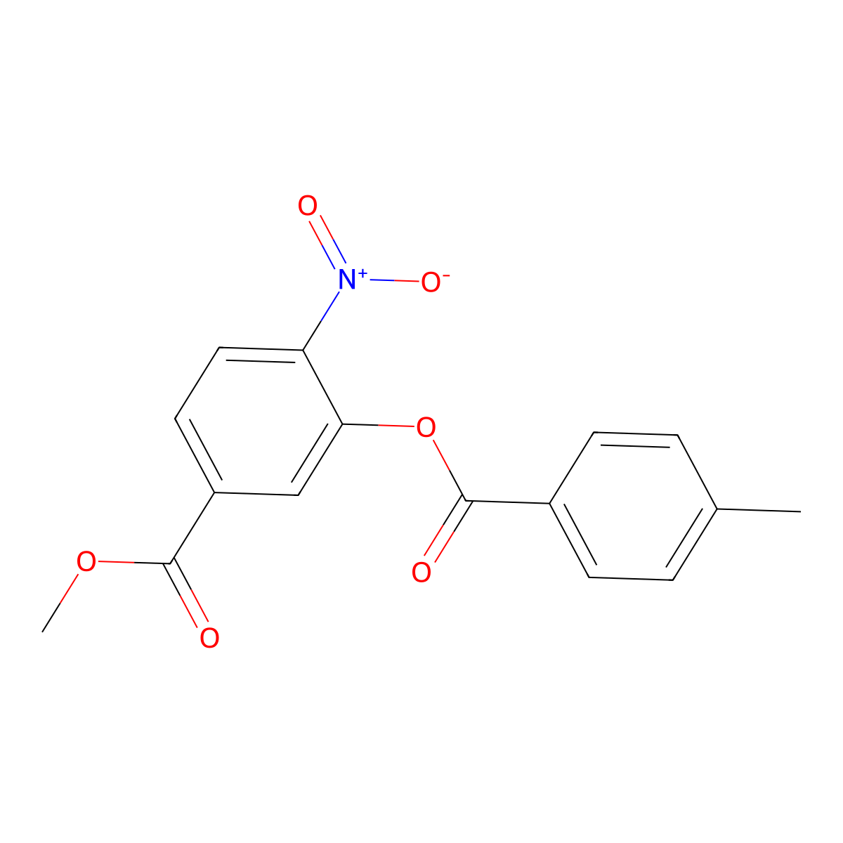 Methyl 3-((4-methylbenzoyl)oxy)-4-nitrobenzenecarboxylate molecular structure, CAS 297149-77-0