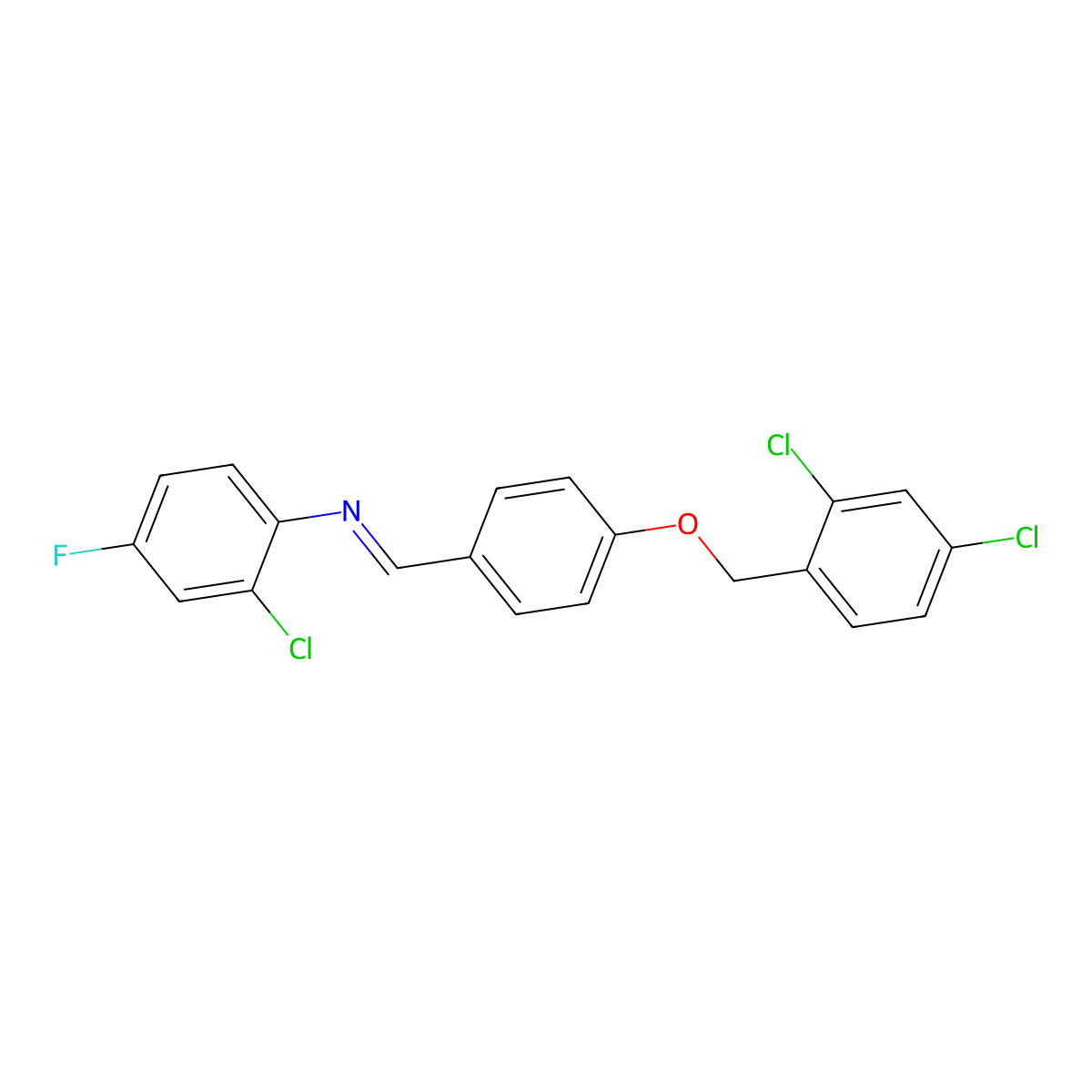 2-Chloro-N-((4-((2,4-dichlorobenzyl)oxy)phenyl)methylene)-4-fluoroaniline molecular structure, CAS 297149-78-1