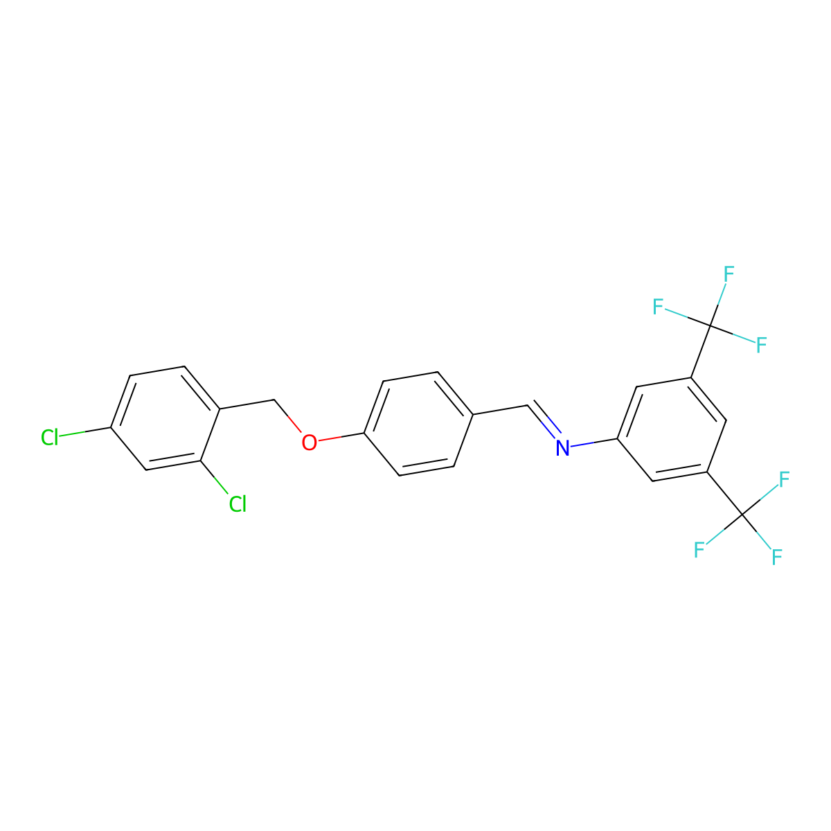 N-((4-((2,4-Dichlorobenzyl)oxy)phenyl)methylene)-3,5-bis(trifluoromethyl)aniline molecular structure, CAS 297149-81-6