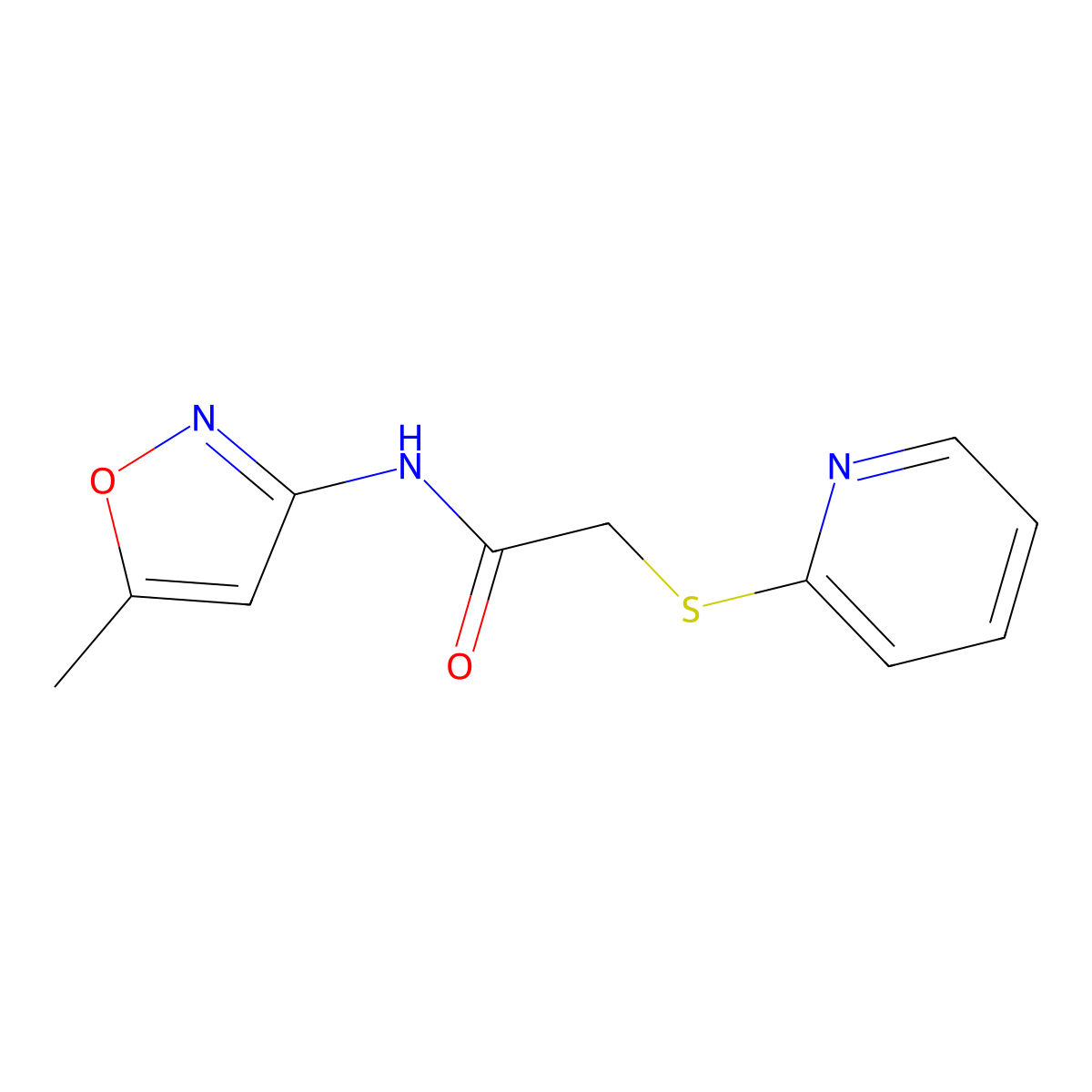 N-(5-methyl-1,2-oxazol-3-yl)-2-(pyridin-2-ylsulfanyl)acetamide molecular structure, CAS 297149-96-3