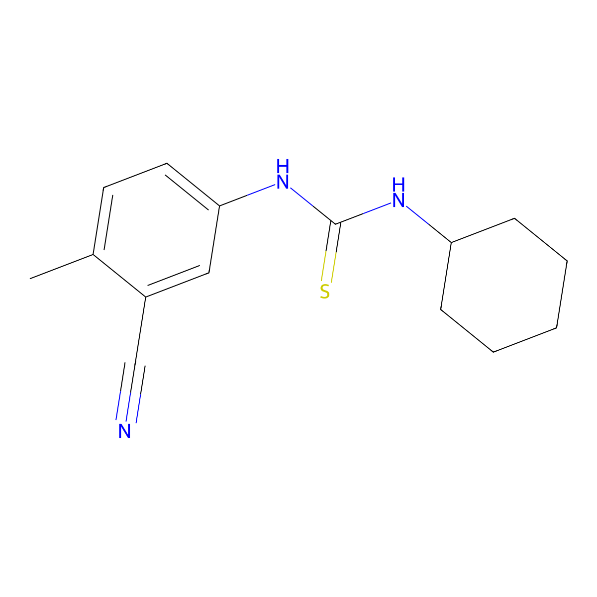 N-(3-cyano-4-methylphenyl)-N'-cyclohexylthiourea molecular structure, CAS 297149-97-4