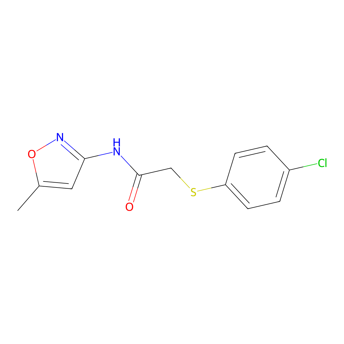 2-[(4-chlorophenyl)sulfanyl]-N-(5-methyl-1,2-oxazol-3-yl)acetamide molecular structure, CAS 297150-00-6