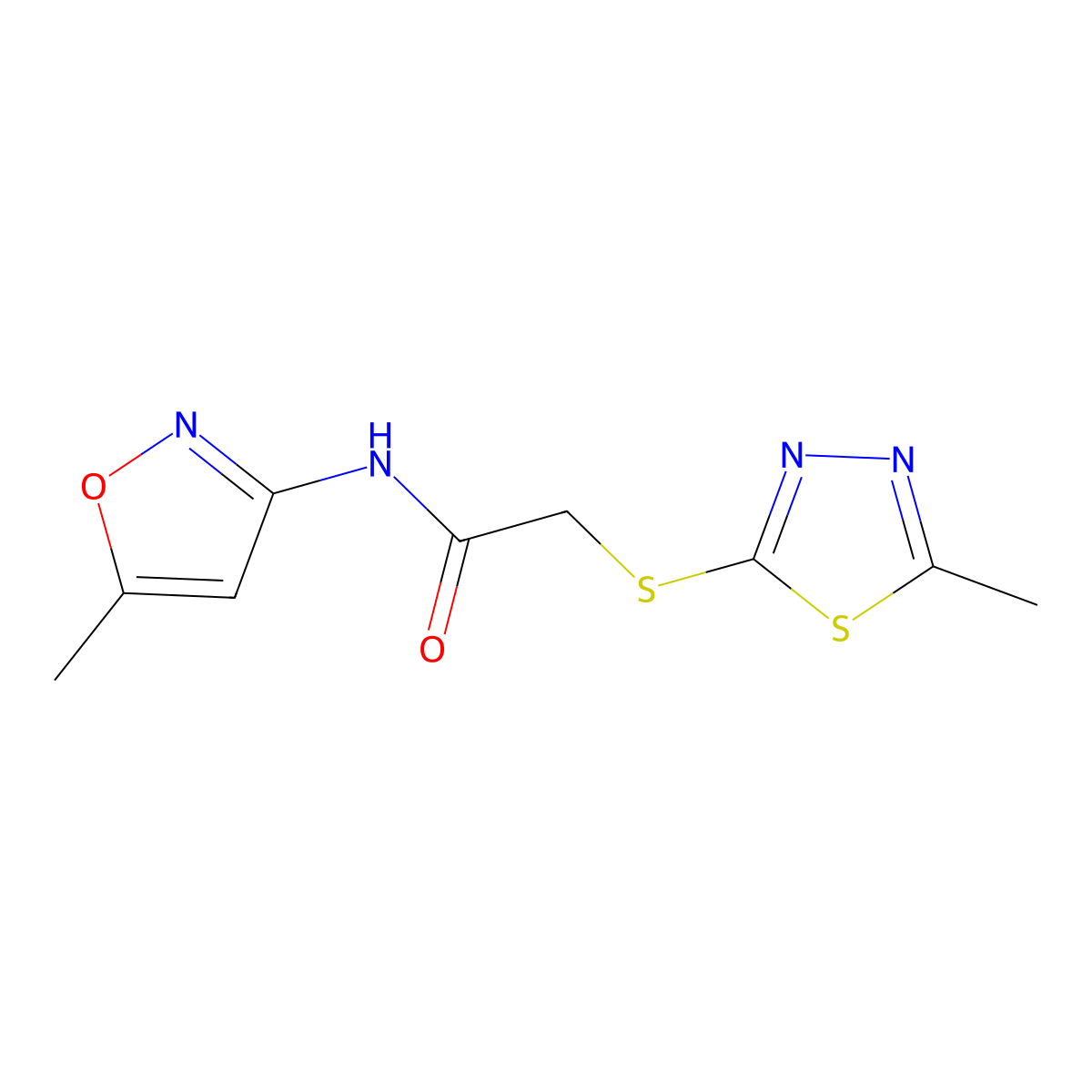 N-(5-methyl-1,2-oxazol-3-yl)-2-[(5-methyl-1,3,4-thiadiazol-2-yl)sulfanyl]acetamide molecular structure, CAS 297150-01-7