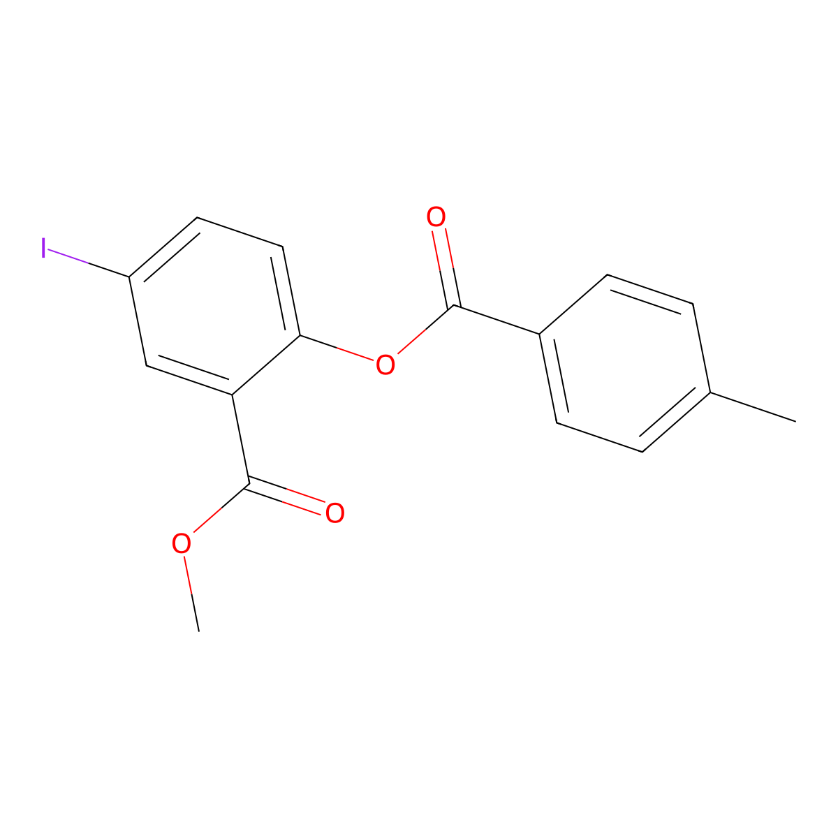Methyl 5-iodo-2-((4-methylbenzoyl)oxy)benzenecarboxylate molecular structure, CAS 297150-02-8