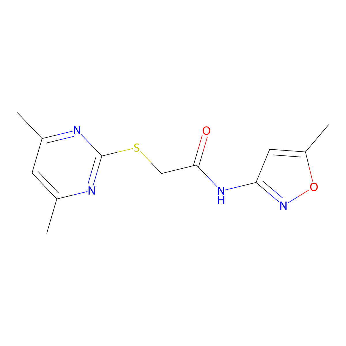 2-[(4,6-dimethylpyrimidin-2-yl)sulfanyl]-N-(5-methyl-1,2-oxazol-3-yl)acetamide molecular structure, CAS 297150-03-9