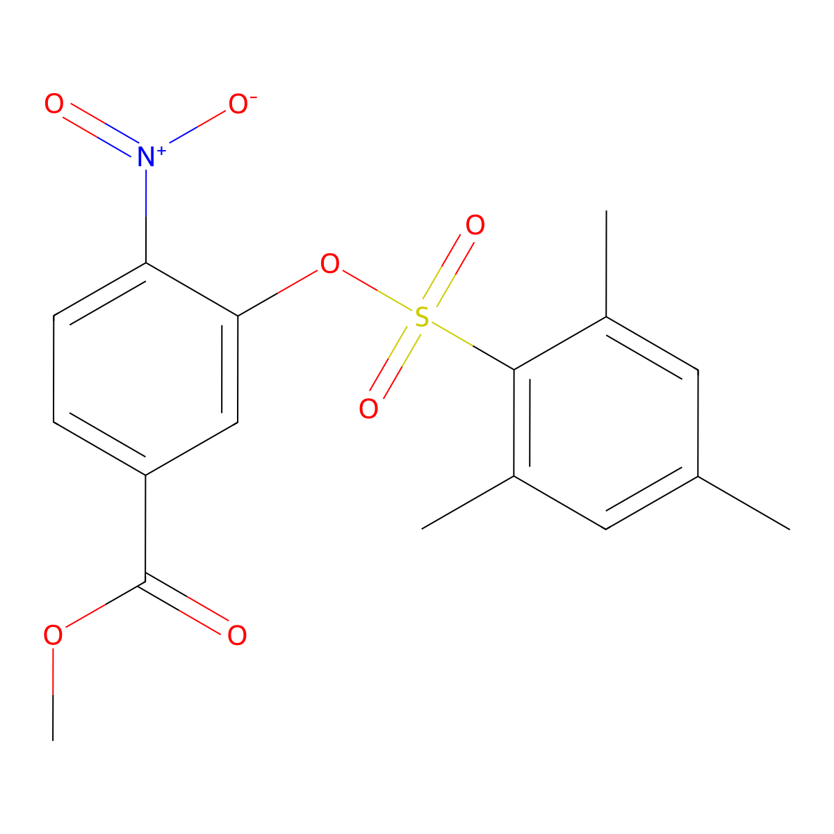 Methyl 3-[(mesitylsulfonyl)oxy]-4-nitrobenzenecarboxylate molecular structure, CAS 297150-08-4