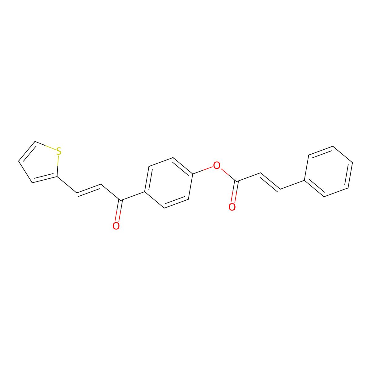 [4-[(E)-3-thiophen-2-ylprop-2-enoyl]phenyl] (E)-3-phenylprop-2-enoate molecular structure, CAS 297150-15-3