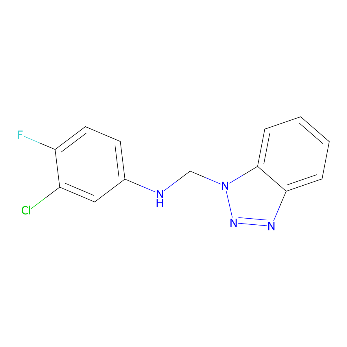 N-(1H-1,2,3-benzotriazol-1-ylmethyl)-3-chloro-4-fluoroaniline molecular structure, CAS 297150-27-7