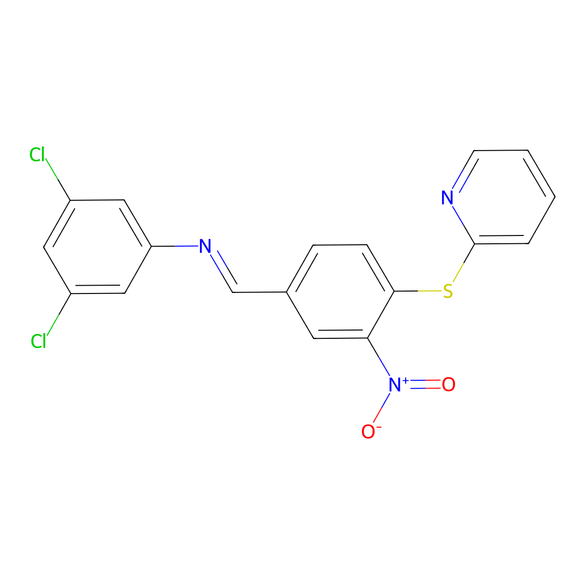 3,5-Dichloro-n-((3-nitro-4-(2-pyridinylsulfanyl)phenyl)methylene)aniline molecular structure, CAS 297150-28-8