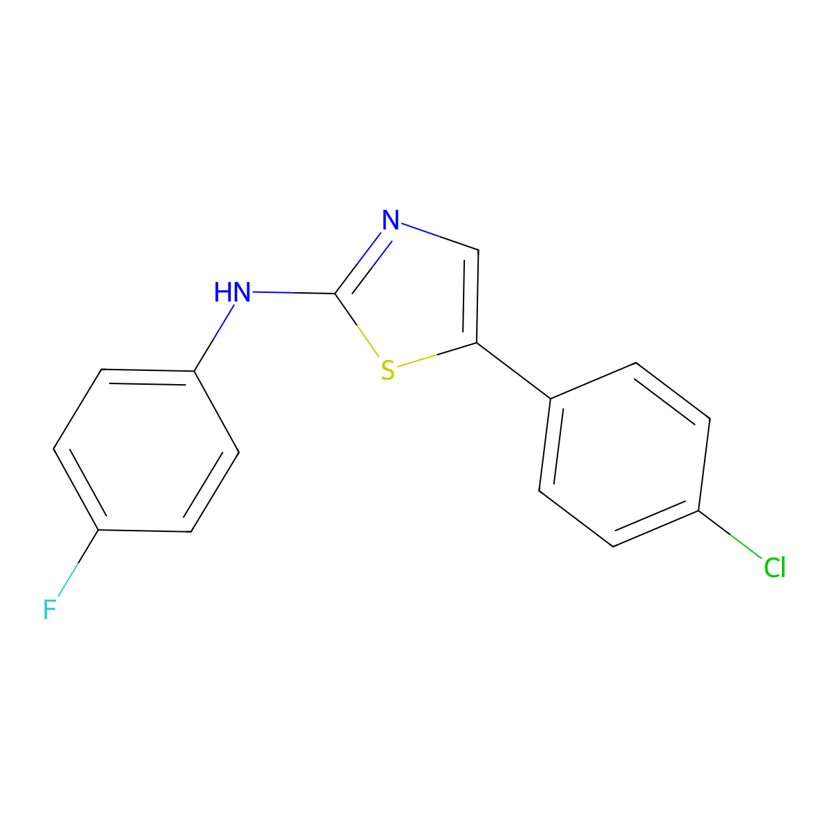5-(4-chlorophenyl)-N-(4-fluorophenyl)-1,3-thiazol-2-amine molecular structure, CAS 297150-29-9