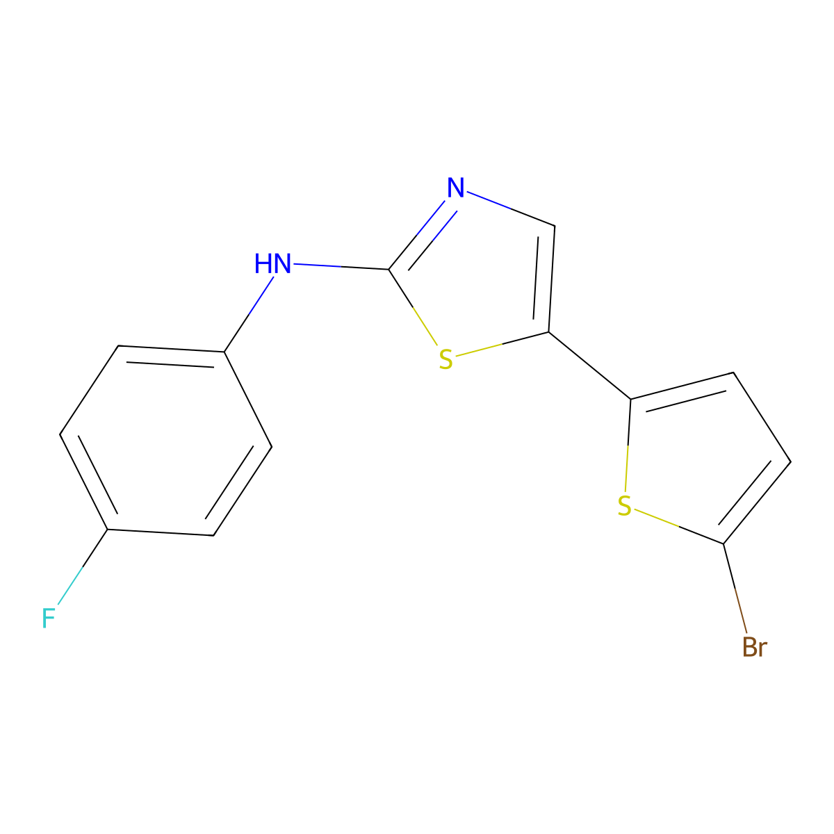 5-(5-bromothiophen-2-yl)-N-(4-fluorophenyl)-1,3-thiazol-2-amine molecular structure, CAS 297150-31-3