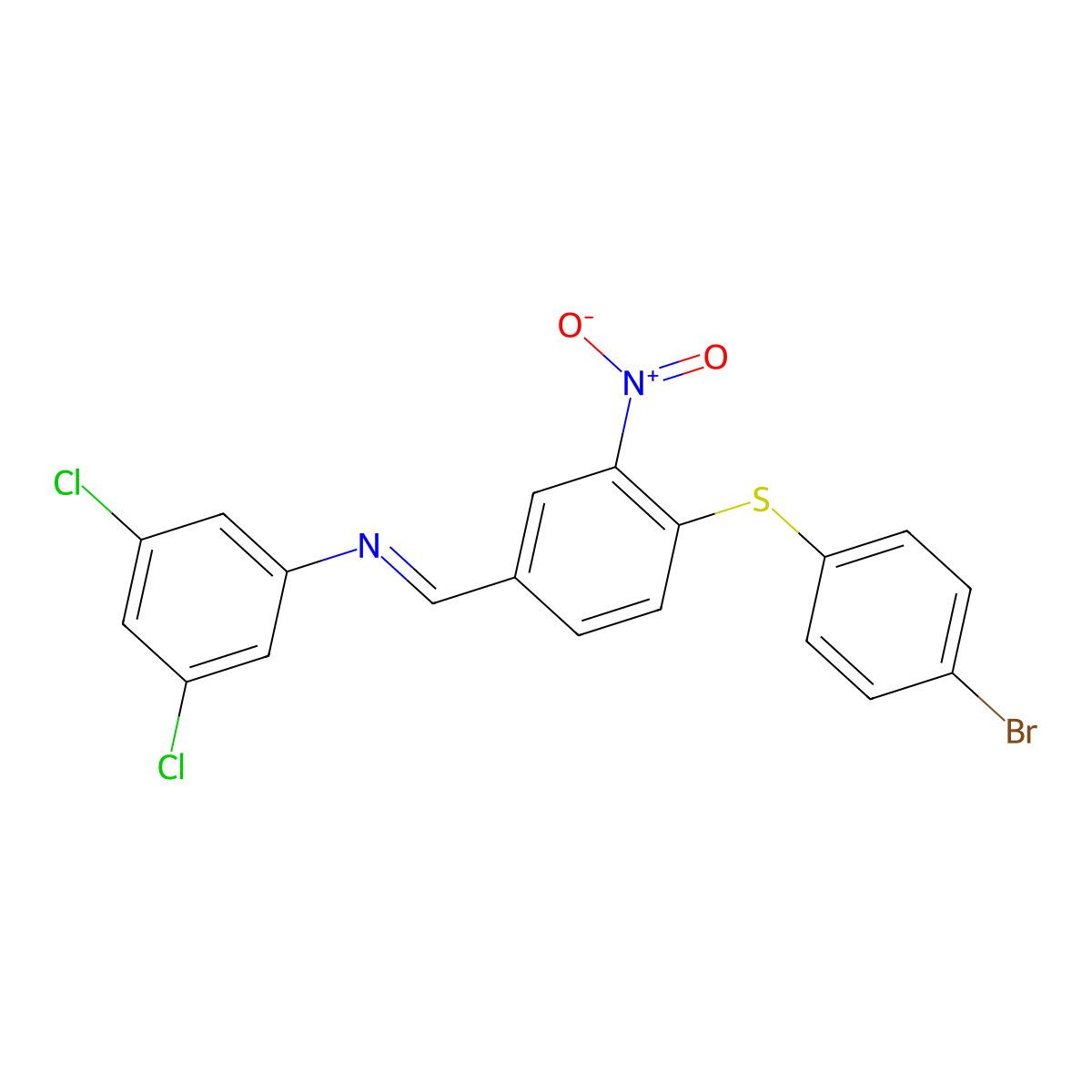 N-({4-[(4-bromophenyl)sulfanyl]-3-nitrophenyl}methylene)-3,5-dichloroaniline molecular structure, CAS 297150-32-4